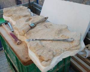 Porzione dell'intonaco di San Cristoforo distaccata dalla parete